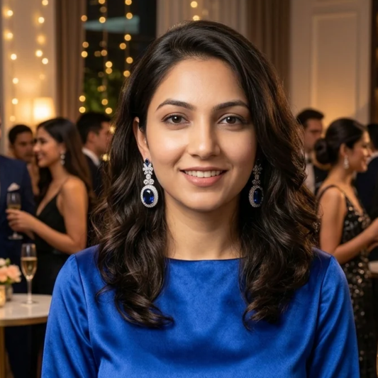 American Diamond- Saphire Blue Earrings