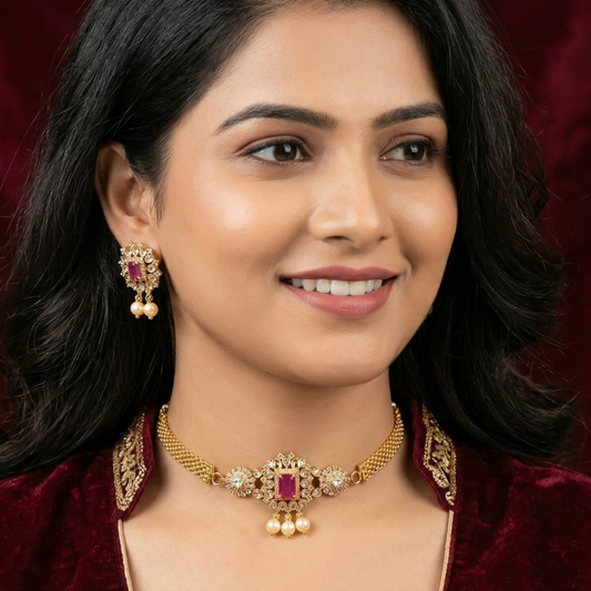 Gulnaaz choker Set- Red