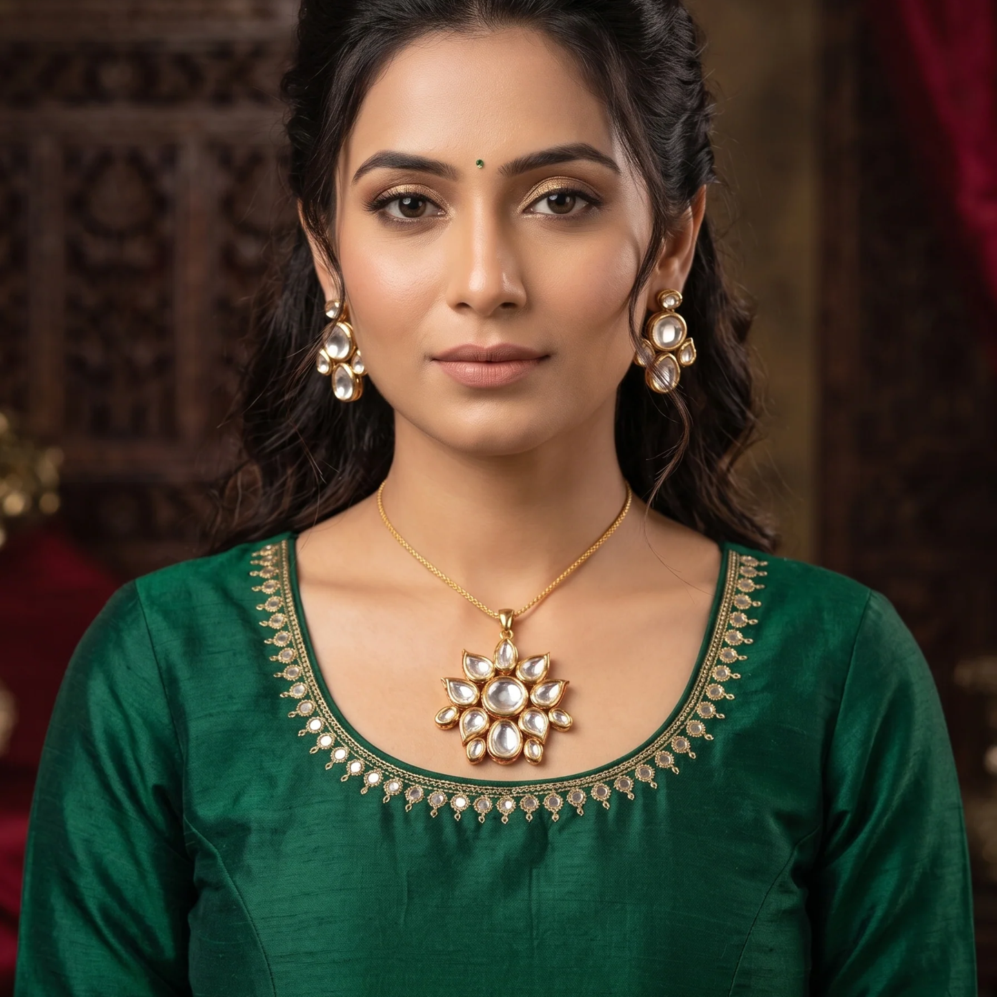 Gauri Kundan Pendant Set