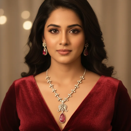 Mohini Victorian Red Necklace Set