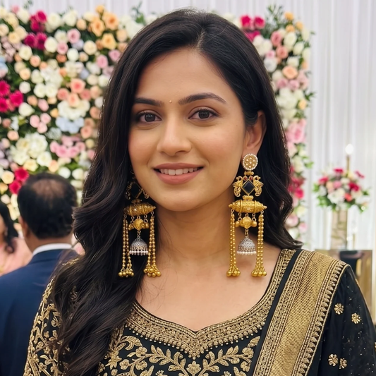 Fusion Kashmiri Earrings- Black