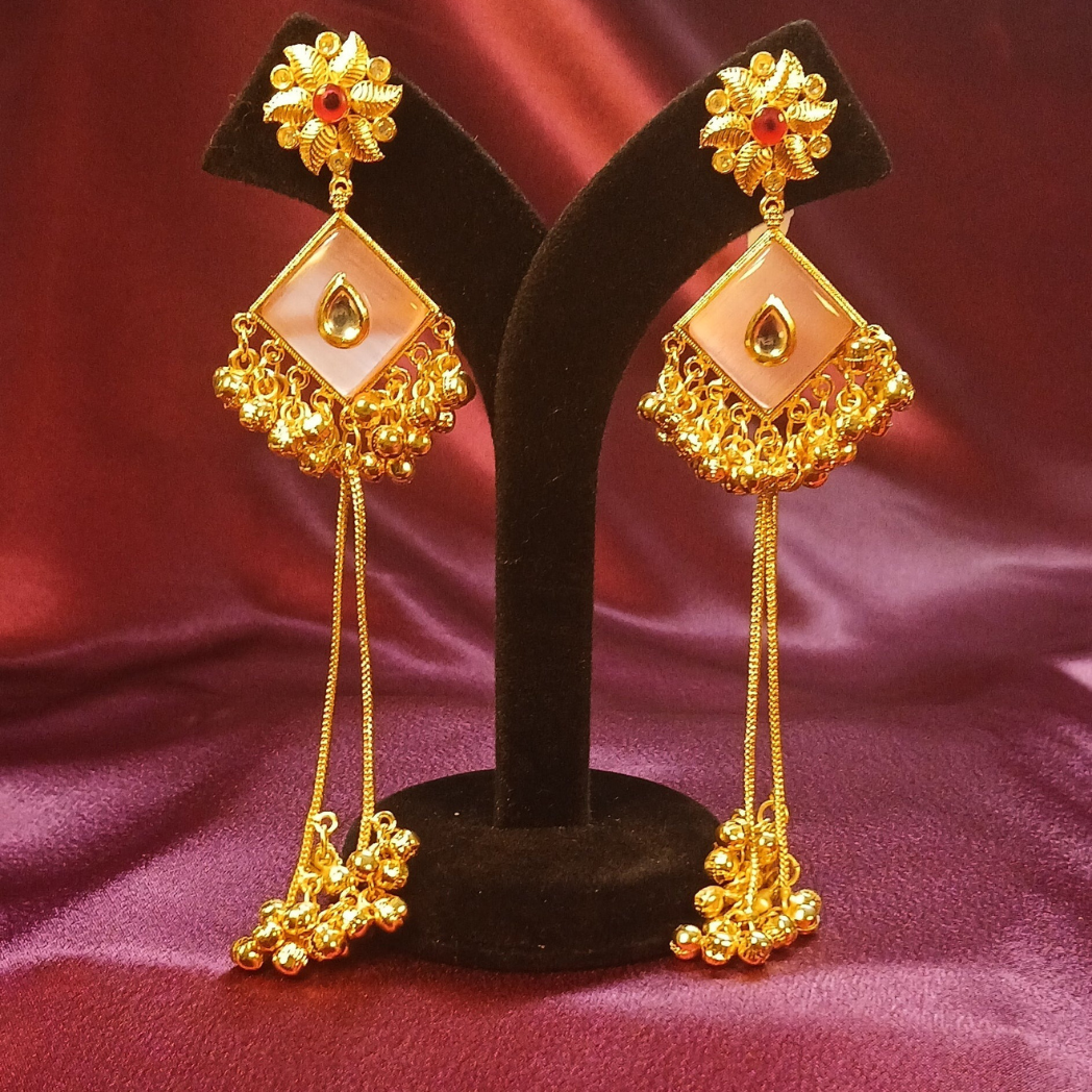 Kashmiri Earrings- Peach