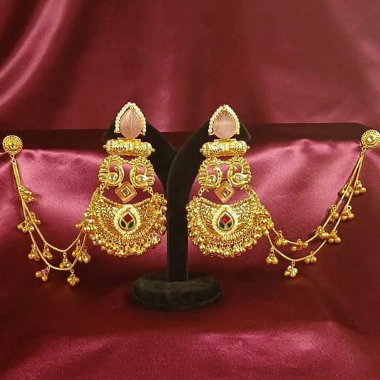 Earrings with Hair chain