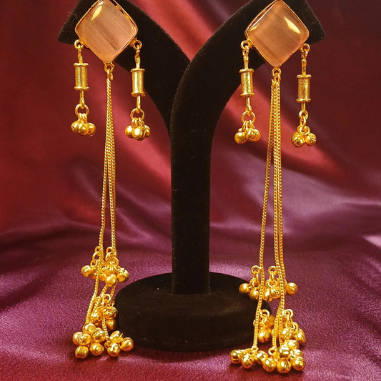 Long Kashmiri Earrings with Ghungroo