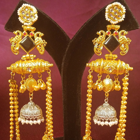 Fusion Kashmiri Earrings- Black