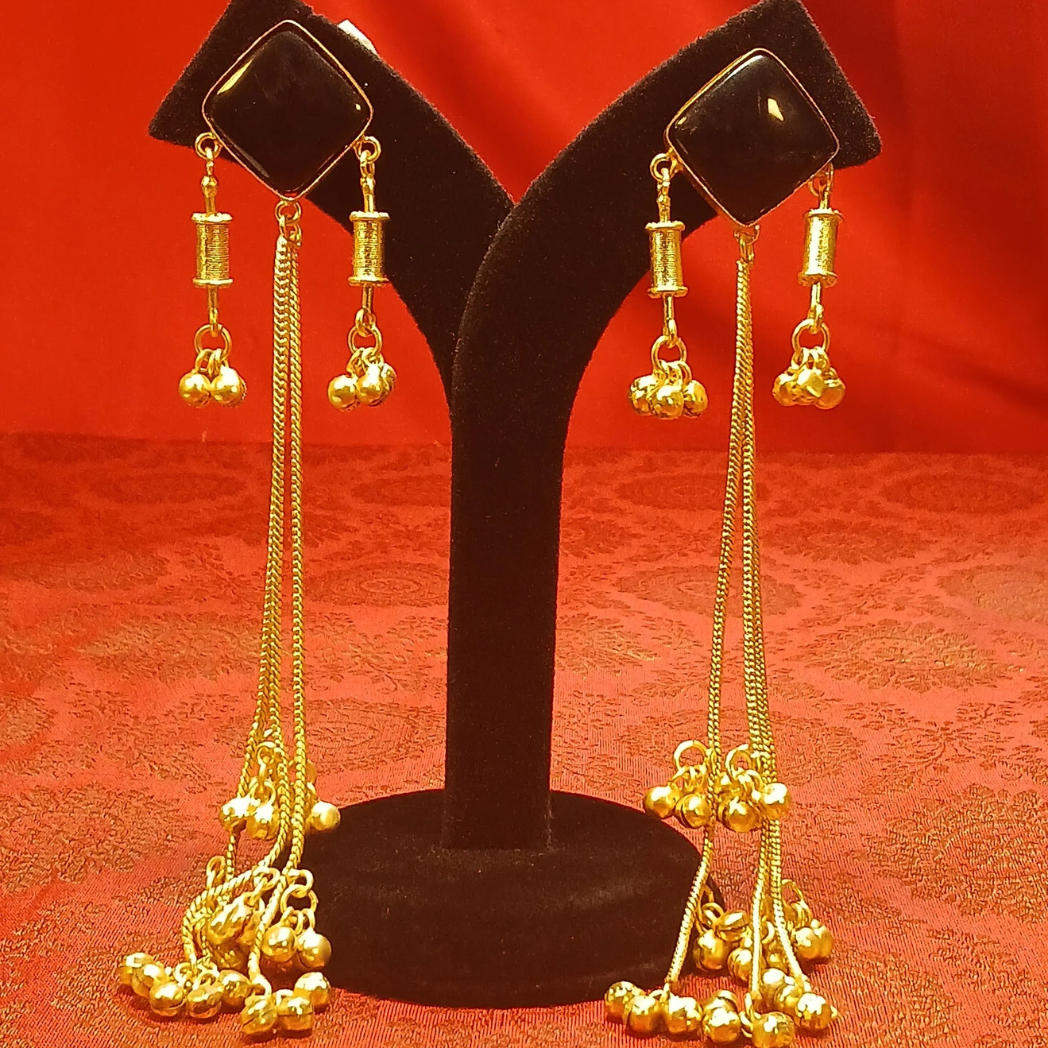 Long Kashmiri Earrings with Ghungroo