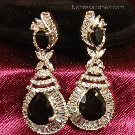 American Diamond Earrings- Black