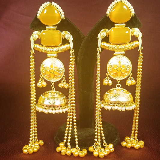 Kashmiri Earrings with Yellow Stones