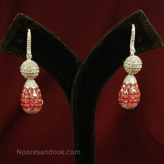 American Diamond Earrings- Red