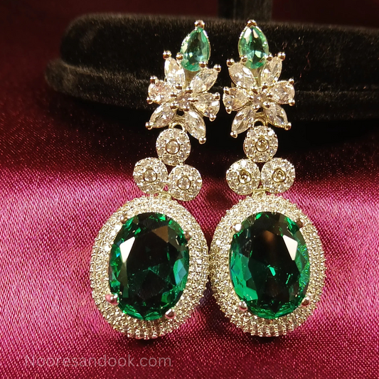 American Diamond- Emerald Green Earrings