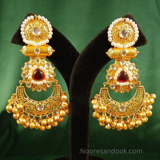 Trending Chandbali with Red Stone