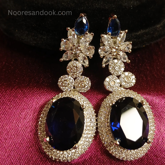 American Diamond- Saphire Blue Earrings