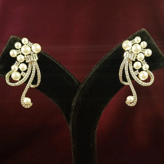 American Diamond & Pearl Earrings