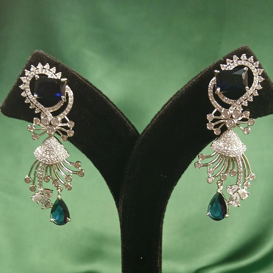 American Diamond Earrings- Blue