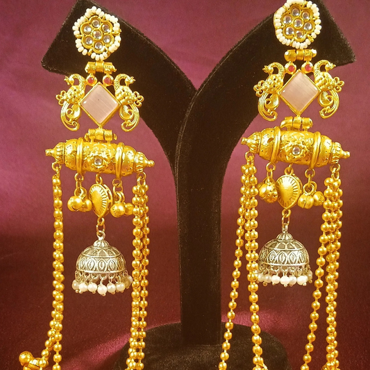 Fusion Kashmiri Earrings- Pink