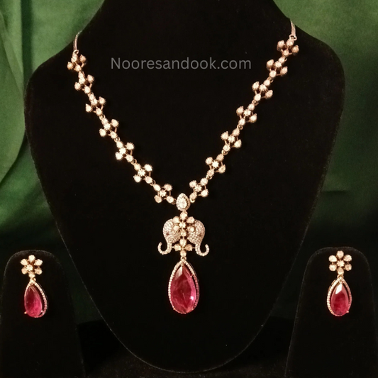 Mohini Victorian Red Necklace Set