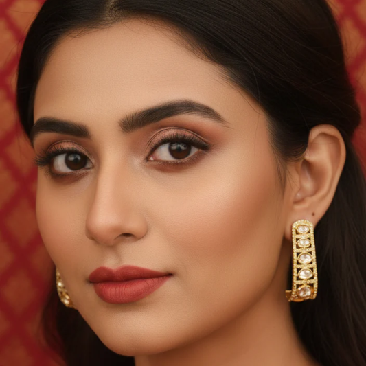 Long Polki Earrings - Half Bali Design