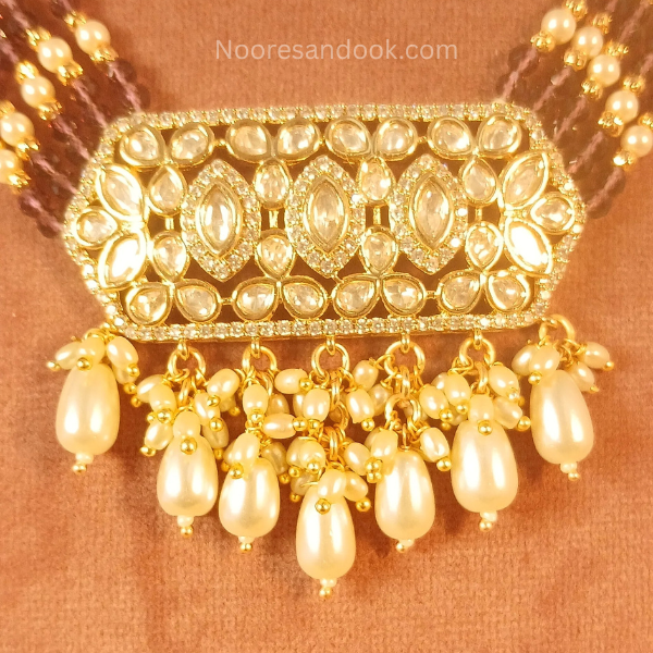 Polki Necklace Set- Bandhai - NoorESandook