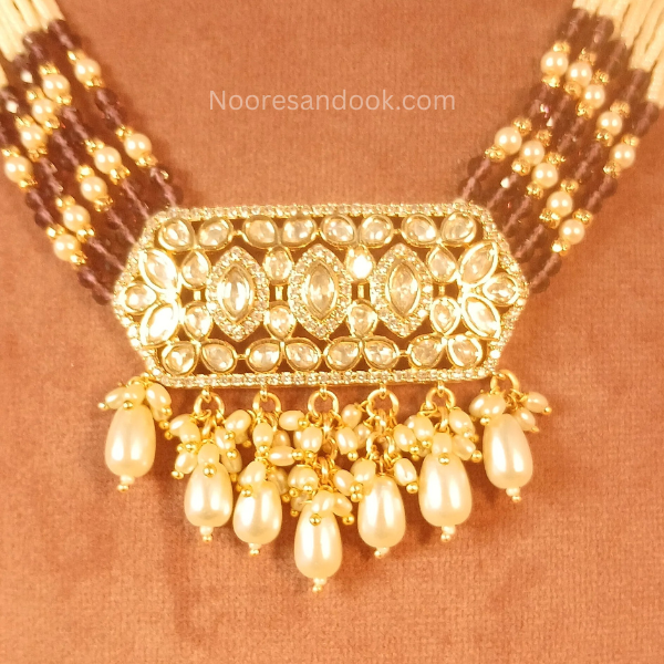 Polki Necklace Set- Bandhai - NoorESandook