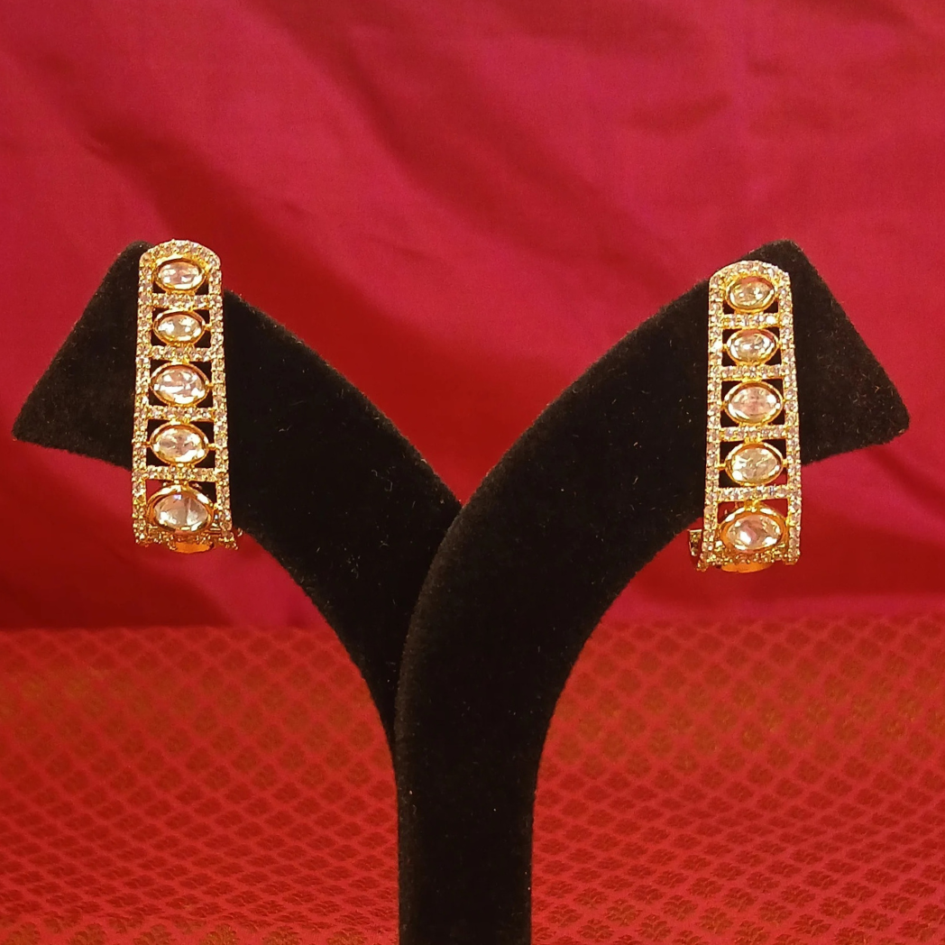 Long Polki Earrings - Half Bali Design