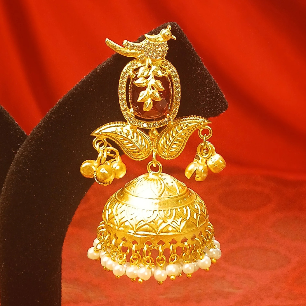 Brass Jhumka with intricate work