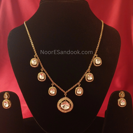 Polki and charms necklace set