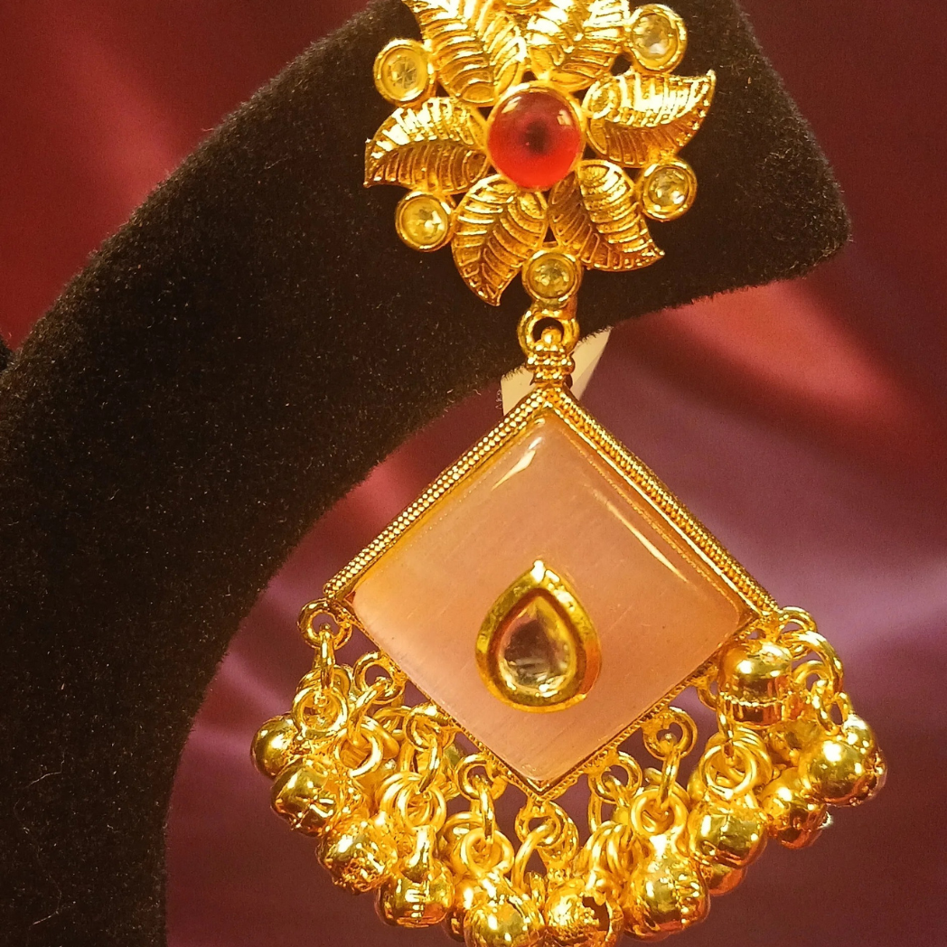 Kashmiri Earrings- Peach