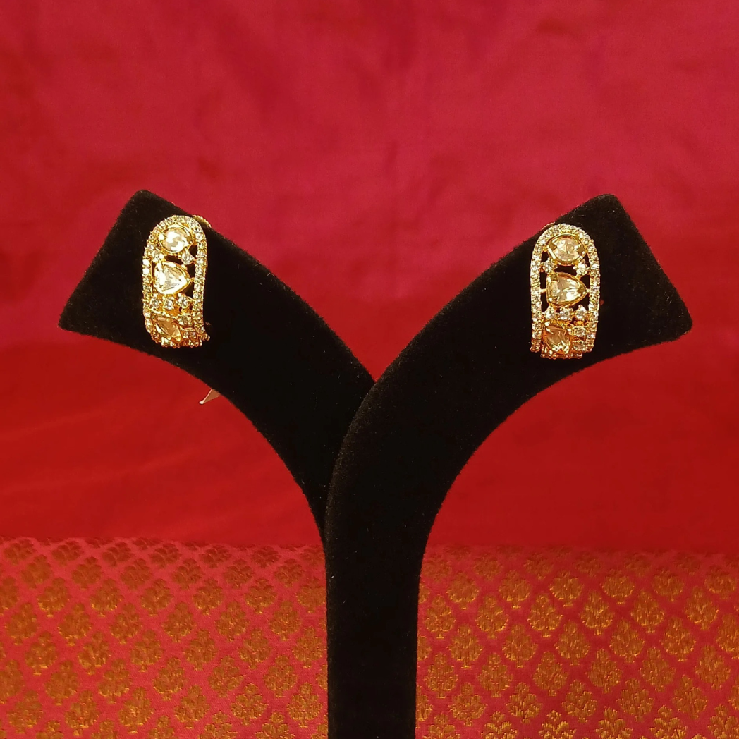 Polki Stud Earrings- Half Bali Style