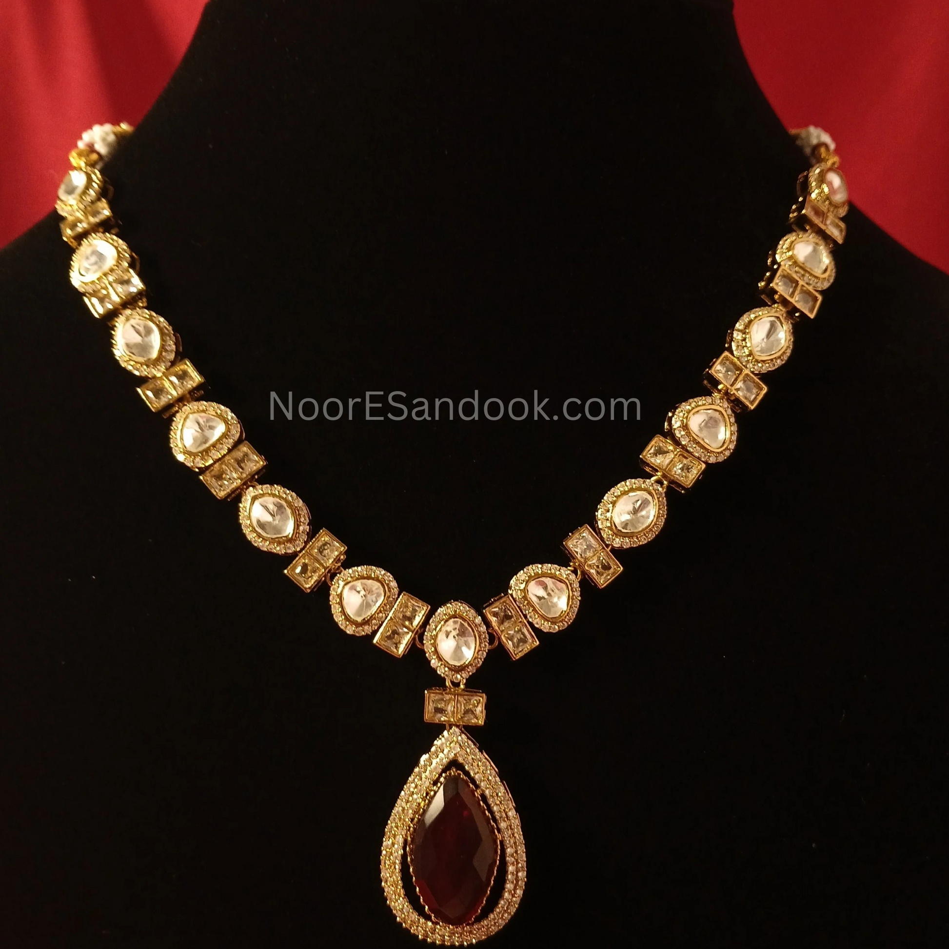 Polki and red stone necklace
