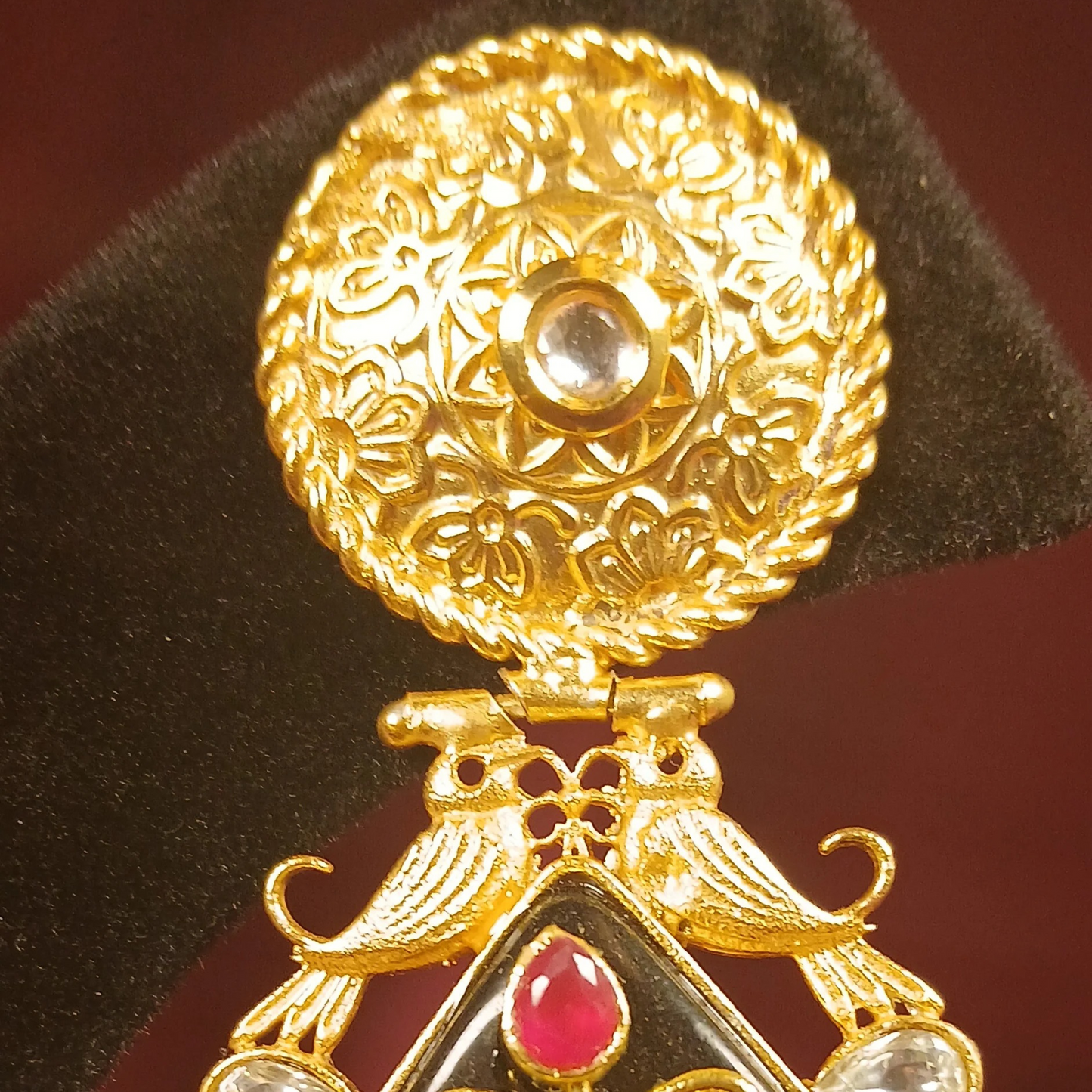 Kashmiri Golden Earrings- Inlay Work