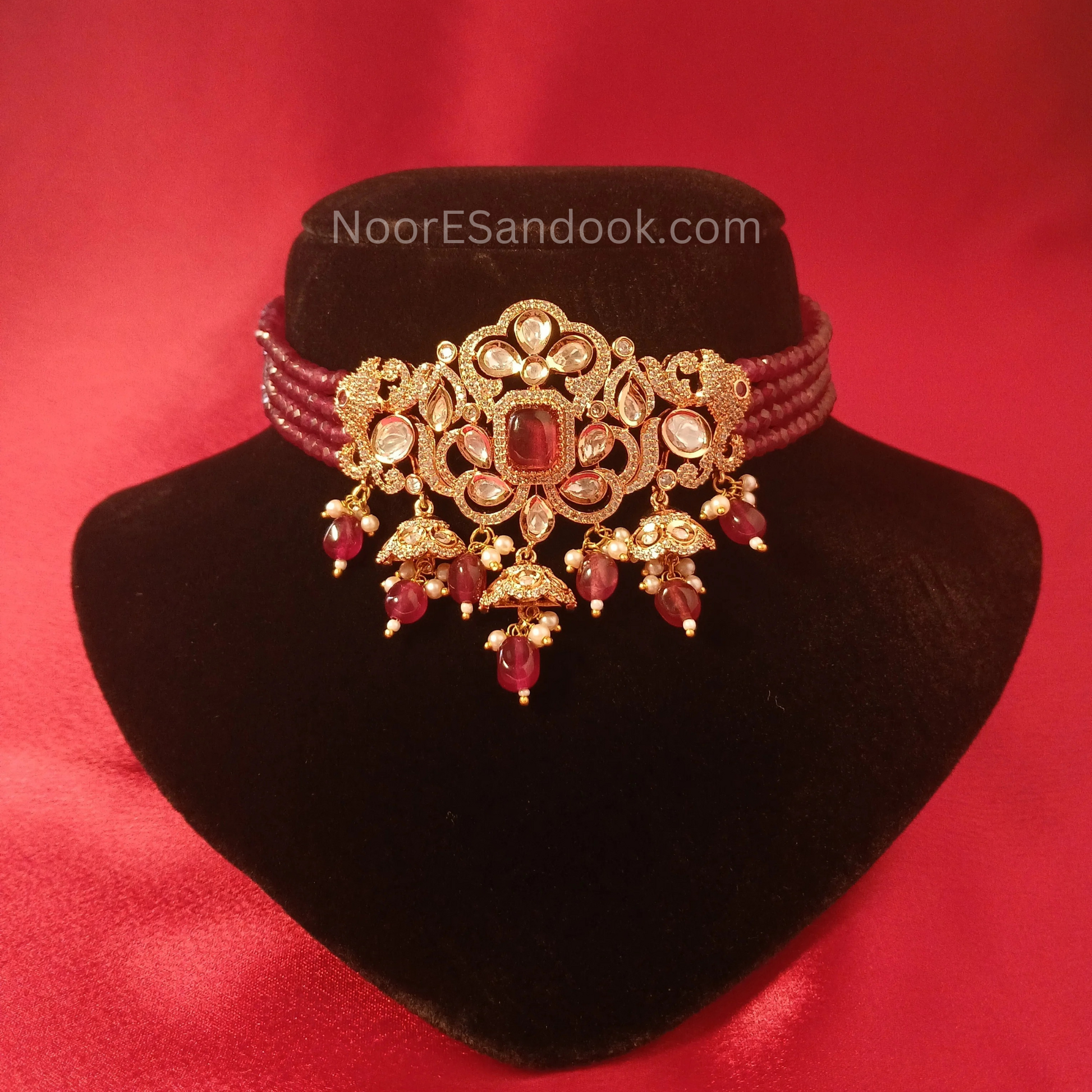 Delicate Red Choker- Bandhai