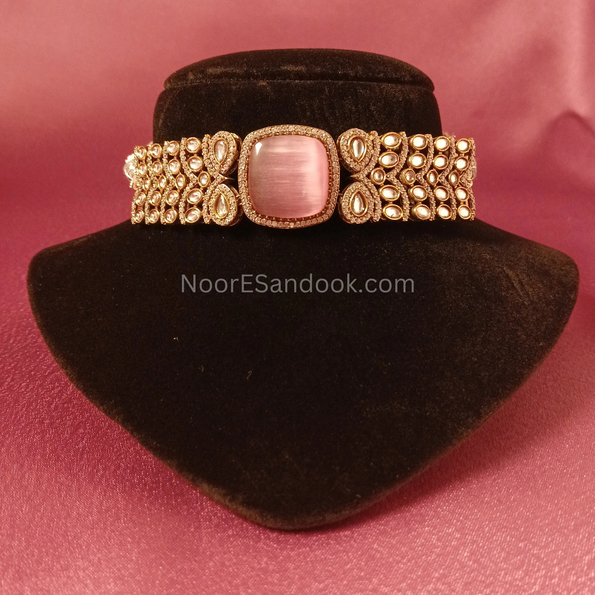 Chokers with Doublet Stone- Pink