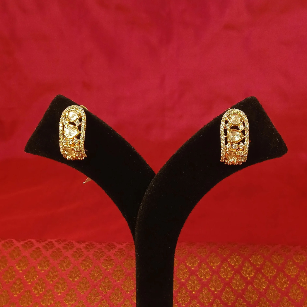 Polki Stud Earrings- Half Bali Style