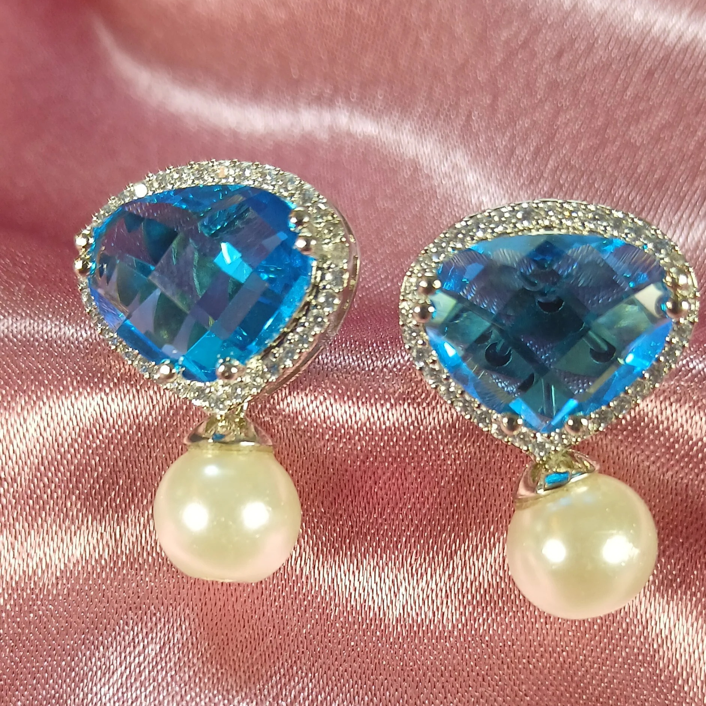Azure Pearl Drop Pendant Set