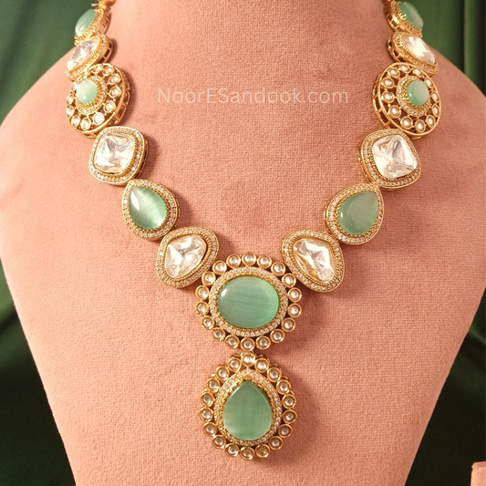 Doublet Stone- Long Necklace (Green)