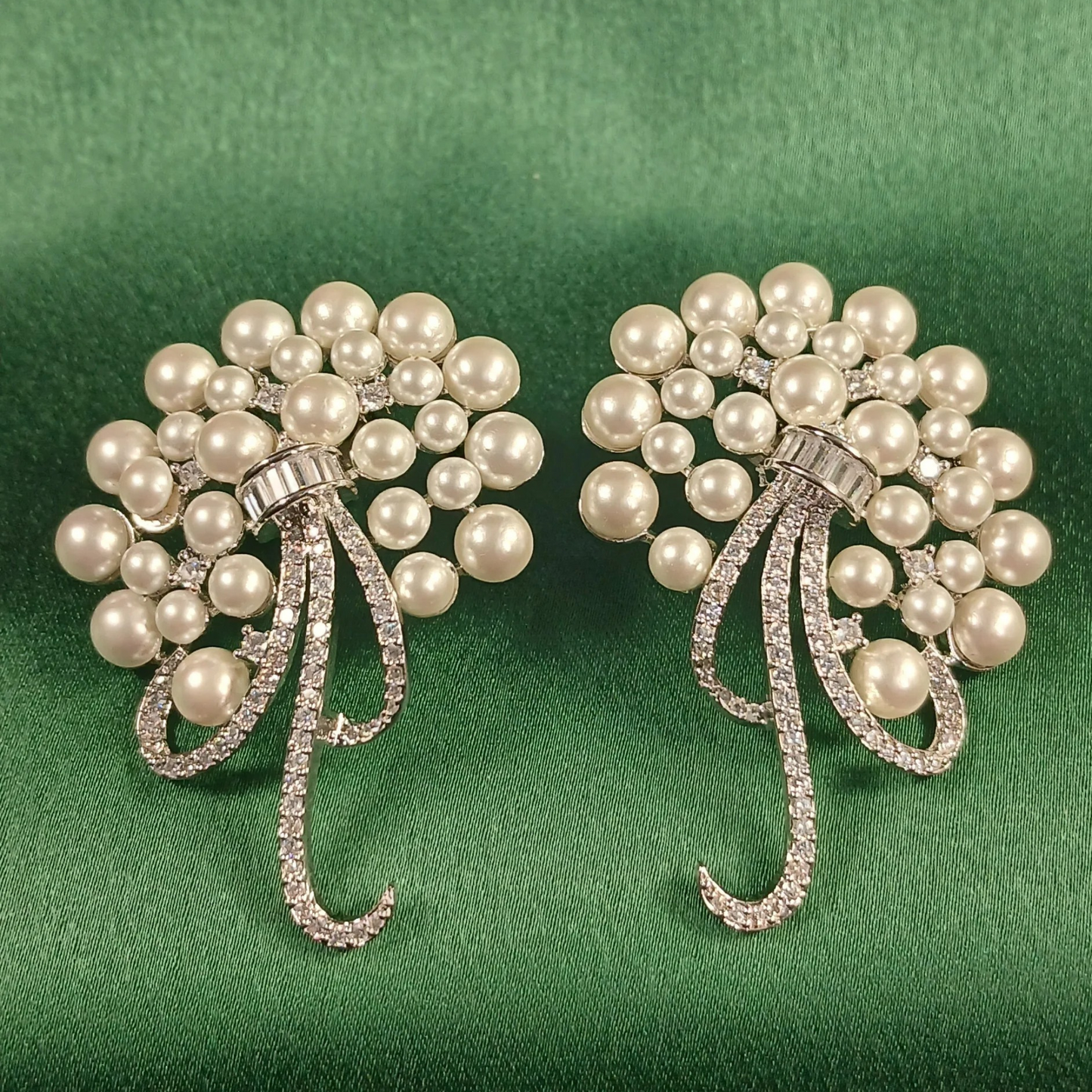 Pearl & American Diamond Classy Stud Earrings
