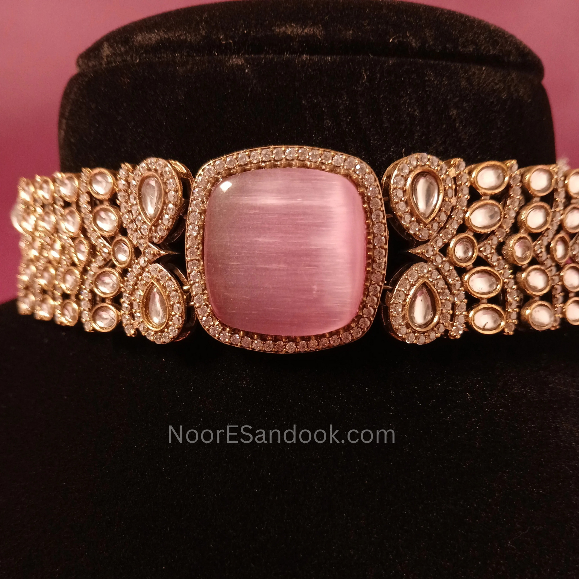Chokers with Doublet Stone- Pink