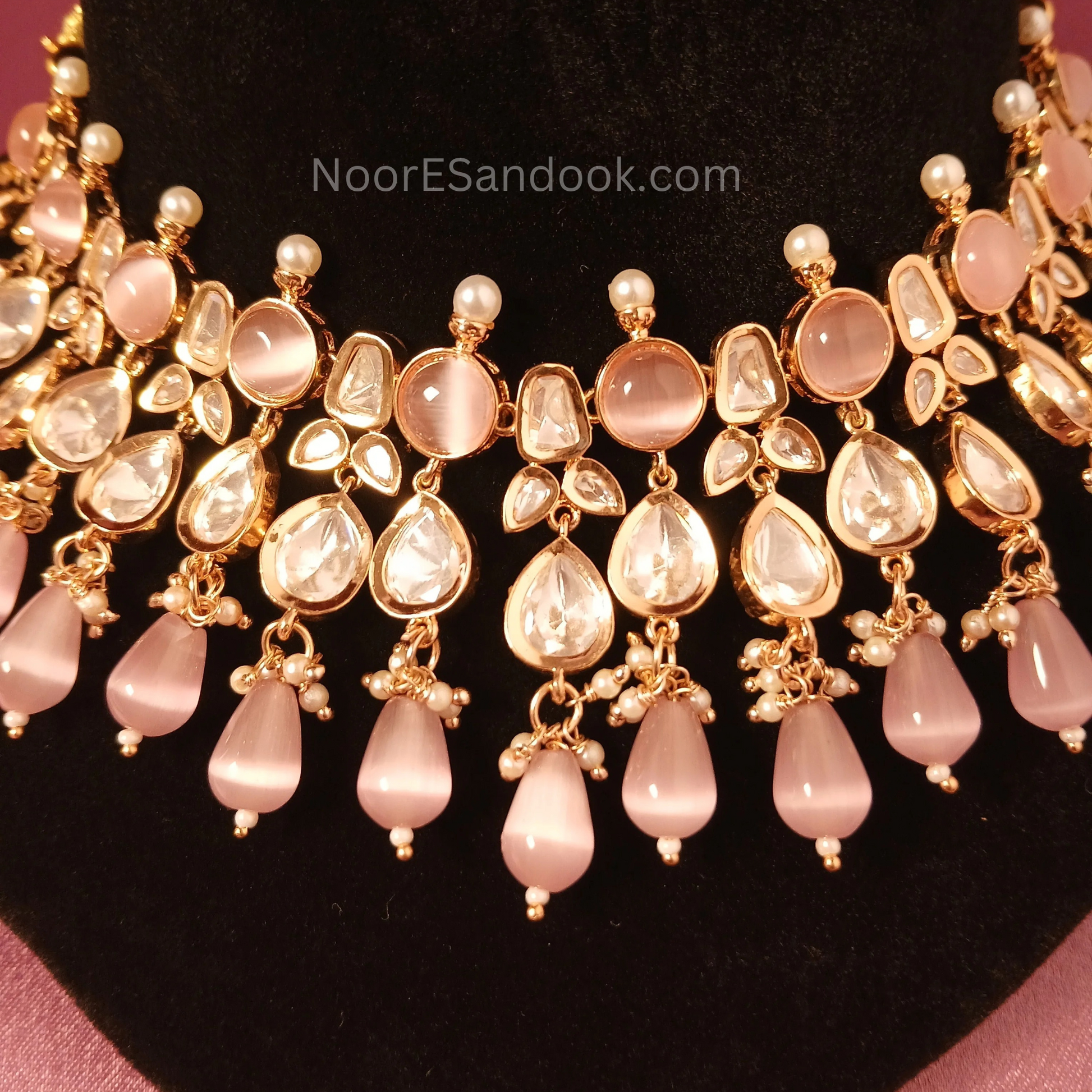 Delicate stone and polki necklace