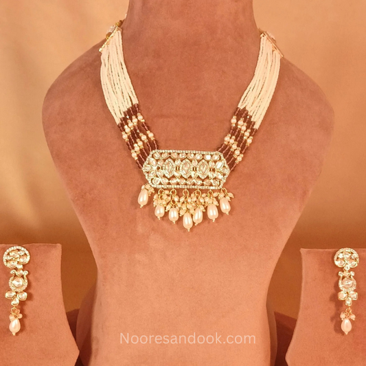 Polki Necklace Set- Bandhai - NoorESandook