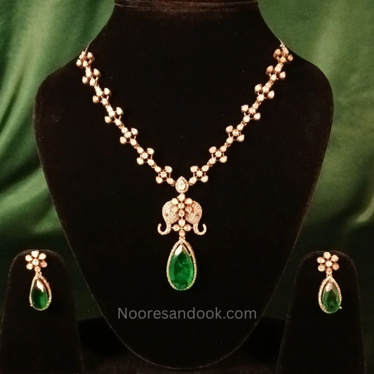 Victorian Green Necklace Set- Elephant Design