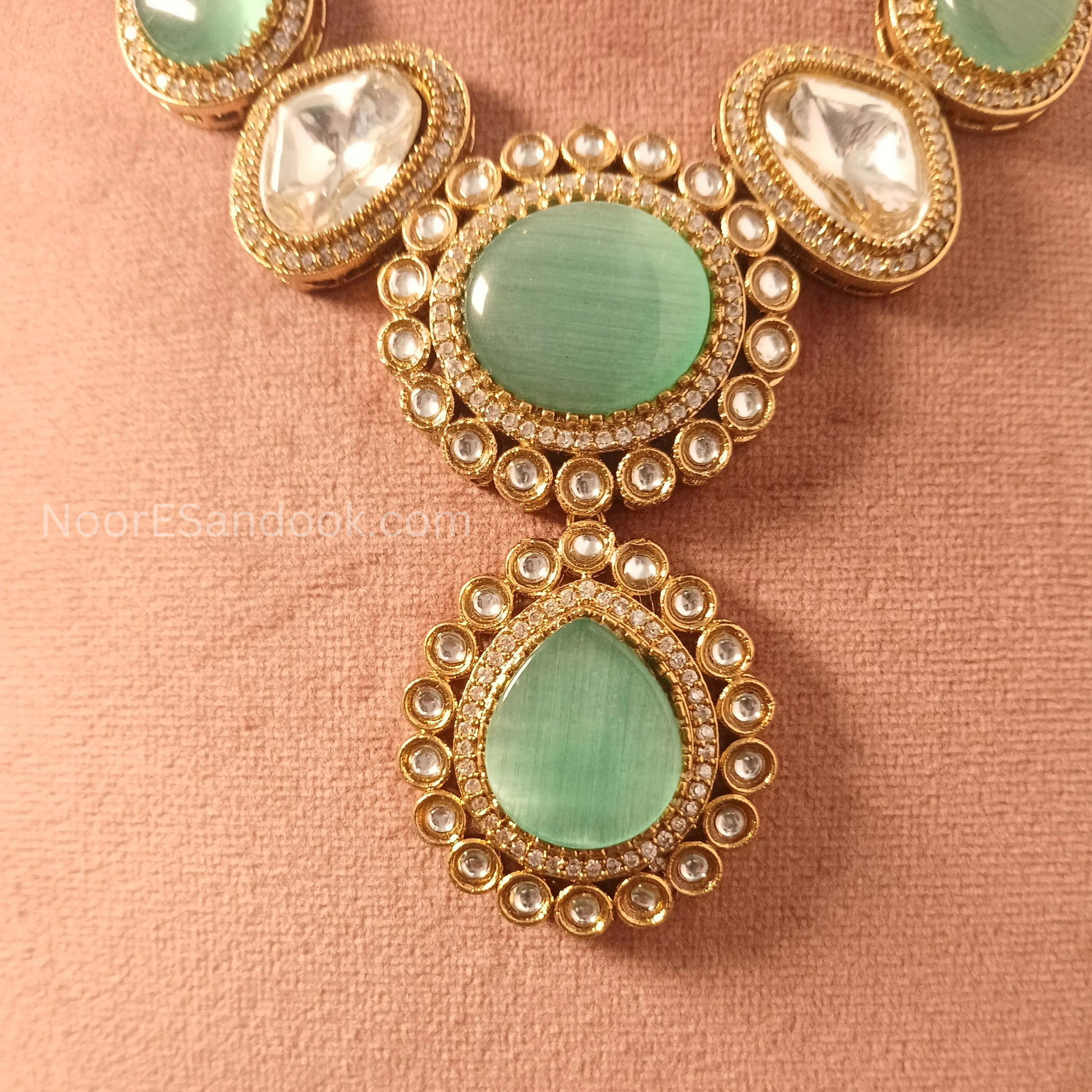 Doublet Stone- Long Necklace (Green)