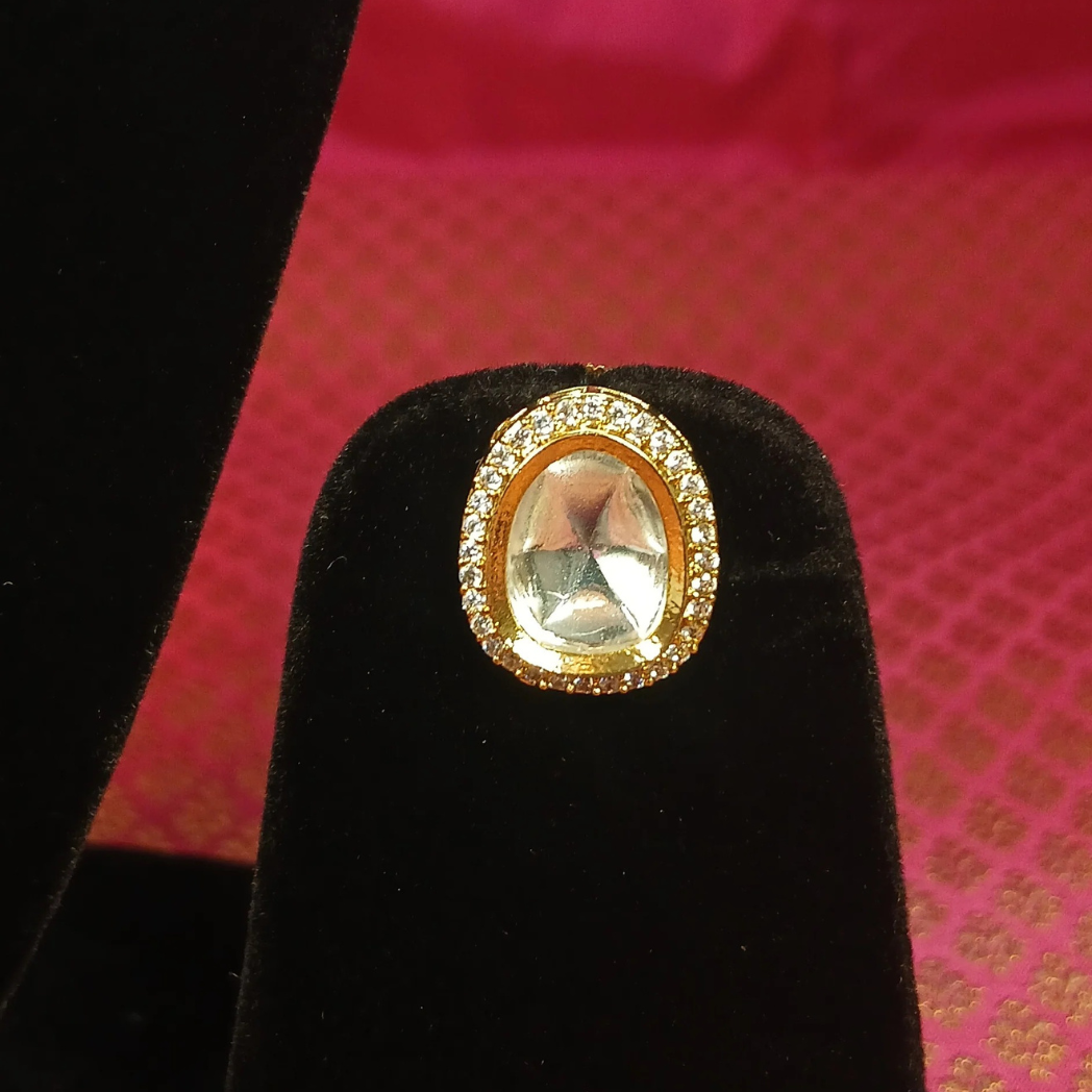 Polki Pendant Set -Red