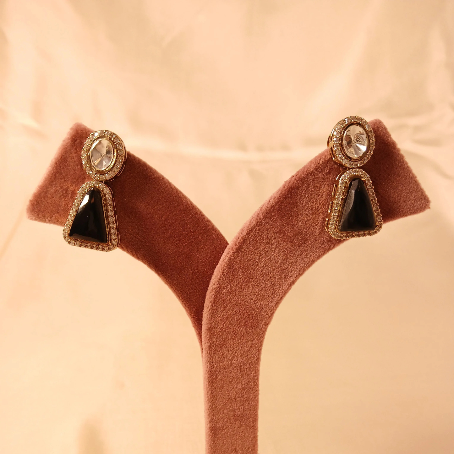 Polki Necklace Set- Black