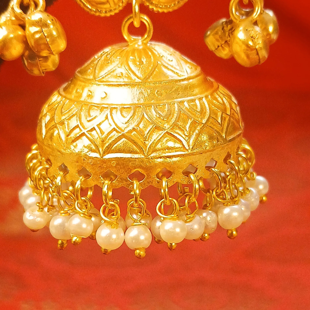 Brass Jhumka with intricate work
