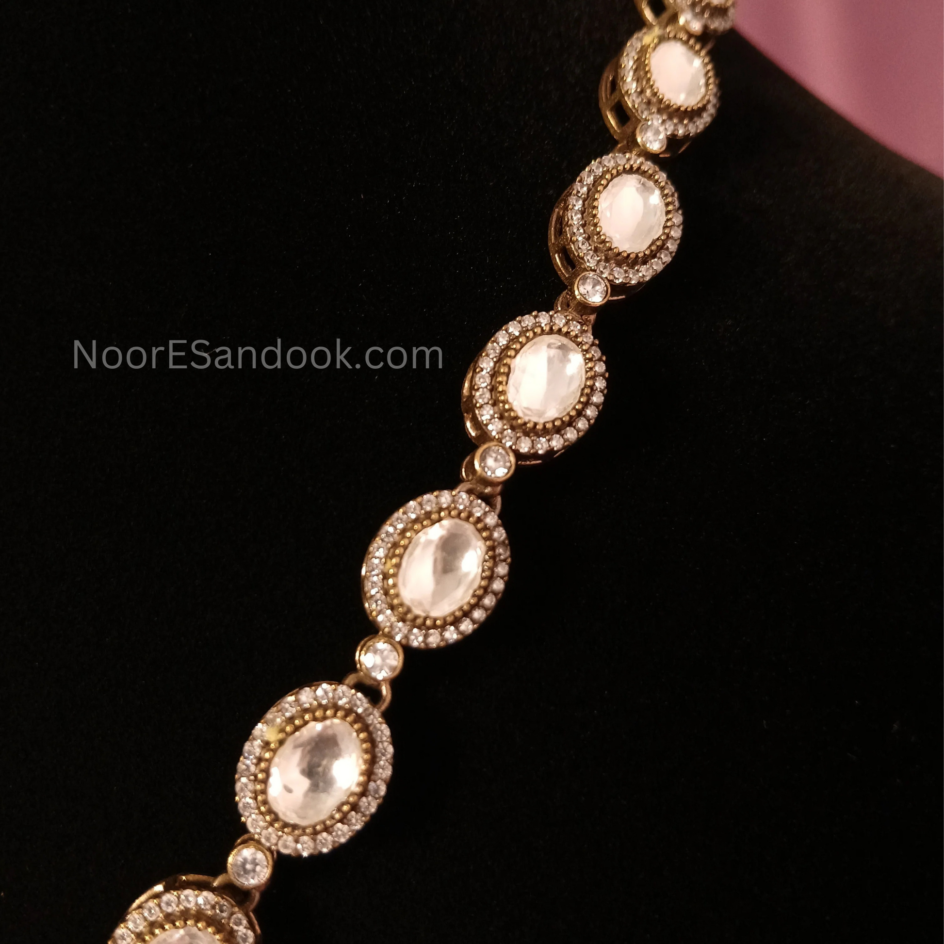 Celebrity Inspired Long Necklace with long pendant (Pink)