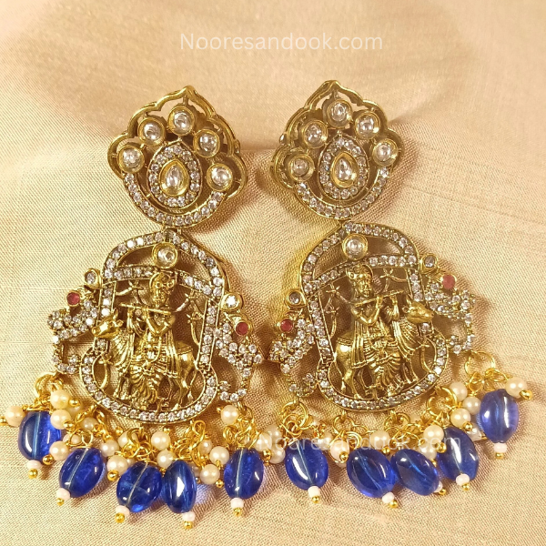 Divya Temple Necklace Set- Blue