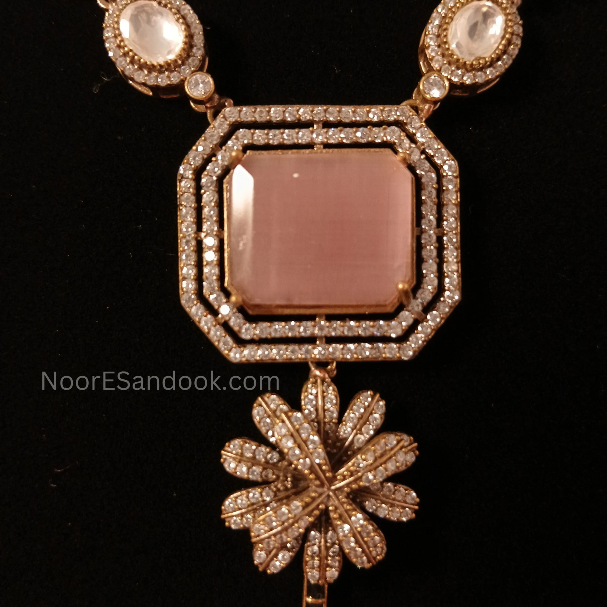 Celebrity Inspired Long Necklace with long pendant (Pink)