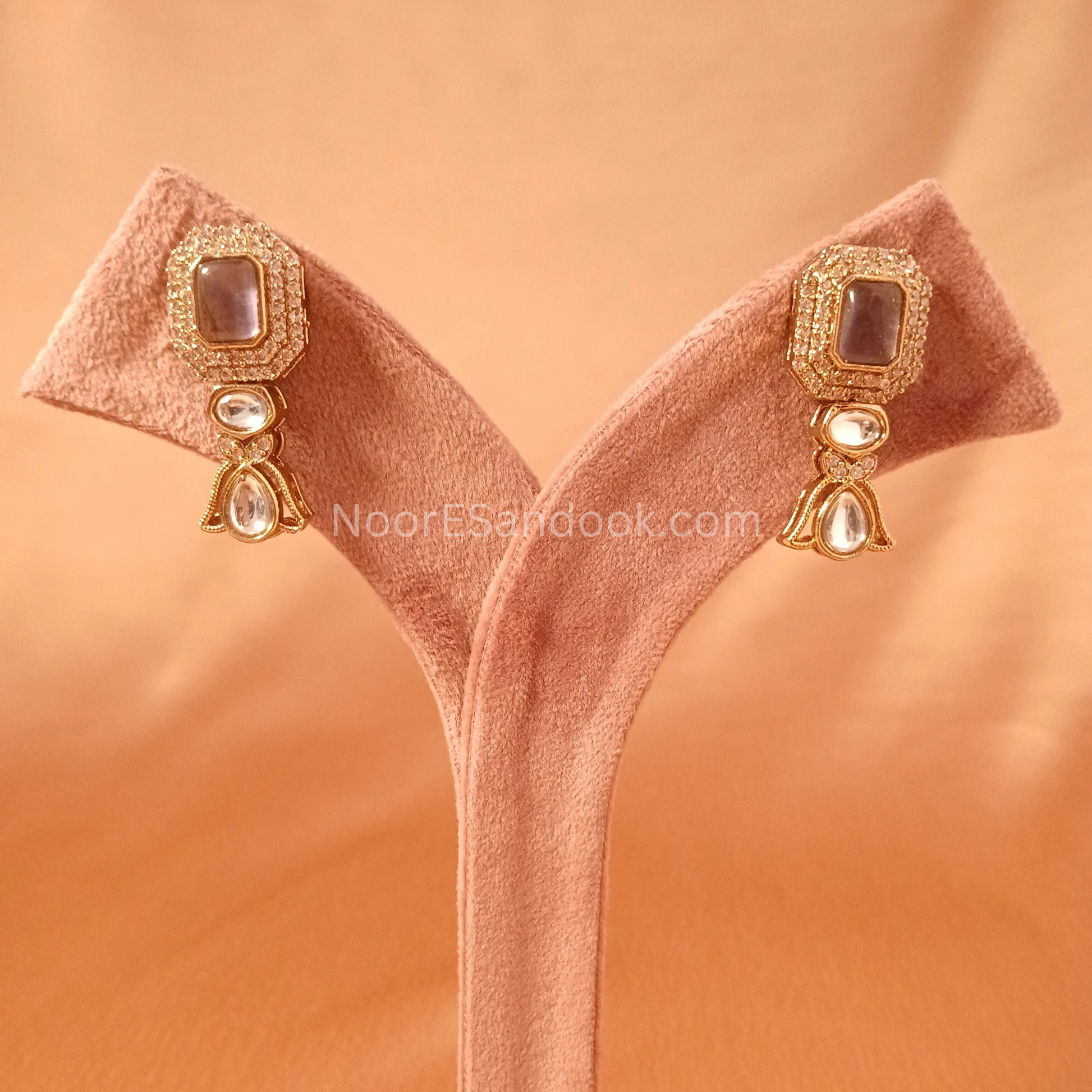 Doublet Stone Necklace- Design 2 (Purple)