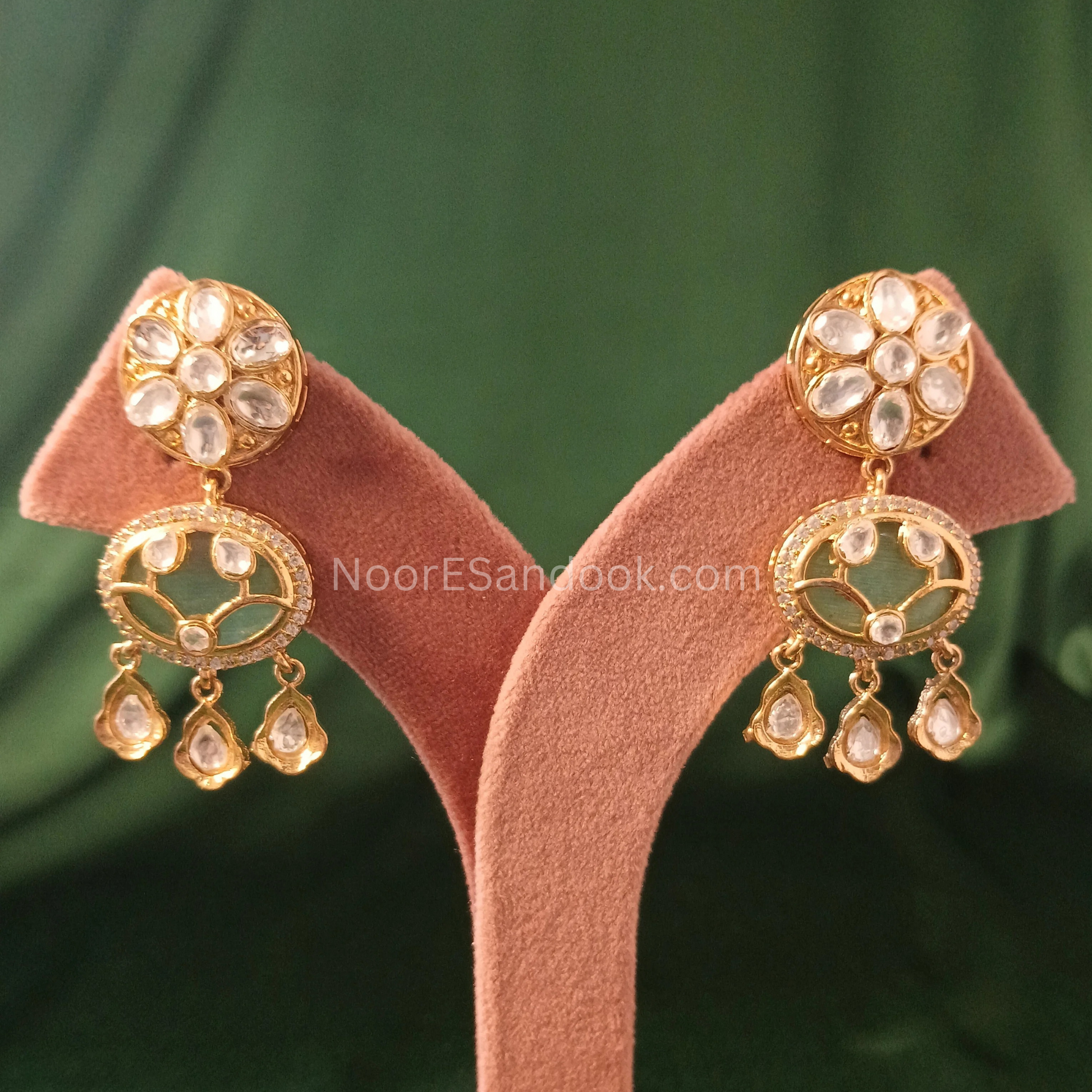 Artistic Stone carving Full Necklace set (Green)
