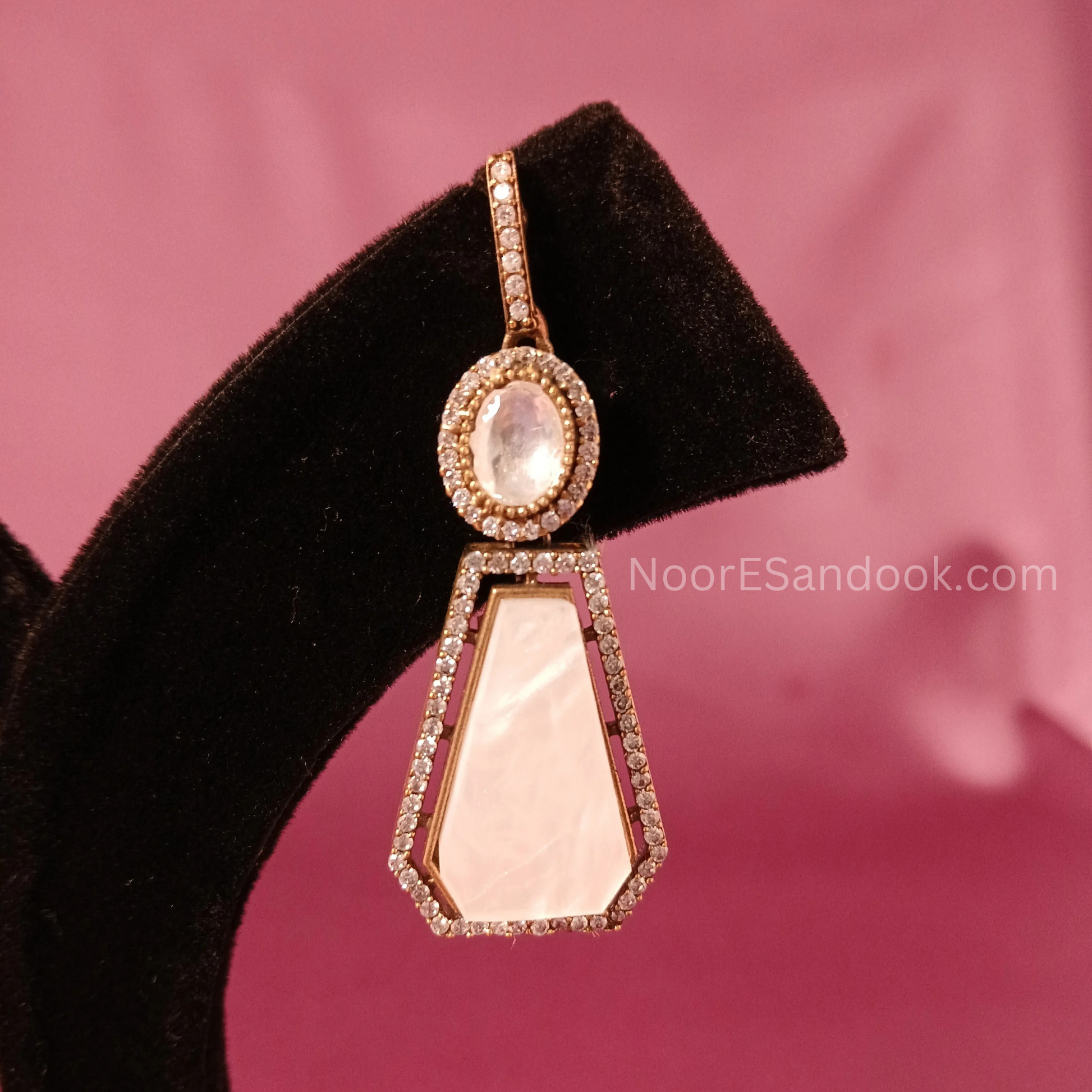 Celebrity Inspired Long Necklace with long pendant (Pink)